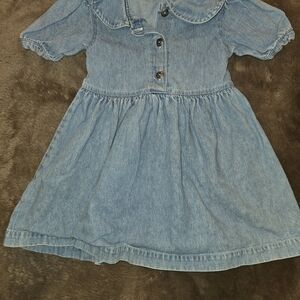 Girls' Light Blue Denim Dress - Classic Button Front